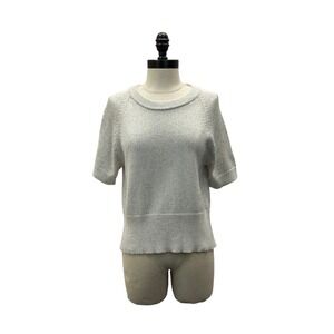 Judith & Charles Sweater Women Large Grey Excellent Cotton Short Sleeve Knit‎